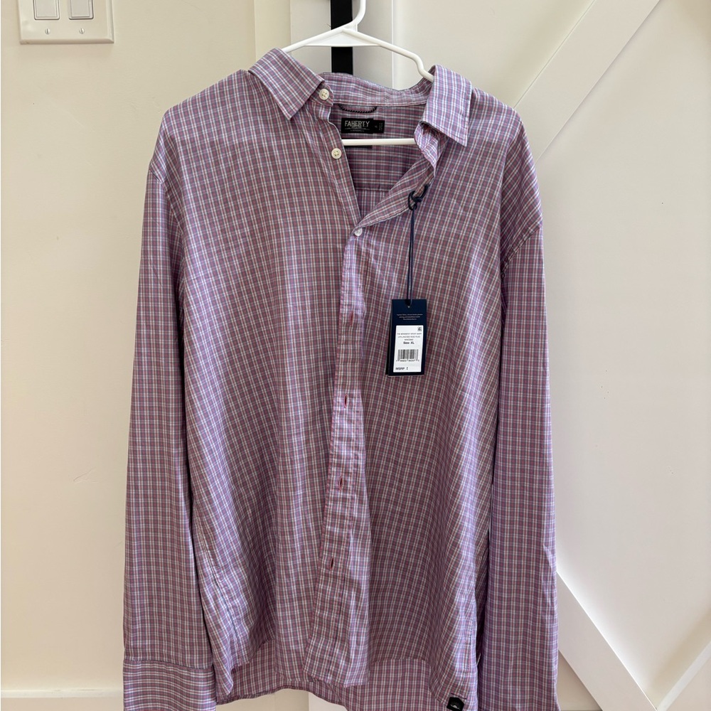 Faherty Lavender Plaid Men's Shirt